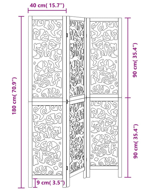 Încărcați imaginea în vizualizatorul Galerie, Paravan de cameră cu 3 panouri, negru, lemn masiv paulownia
