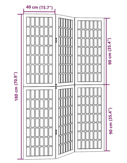 Încărcați imaginea în vizualizatorul Galerie, Paravan de cameră cu 3 panouri, negru, lemn masiv paulownia
