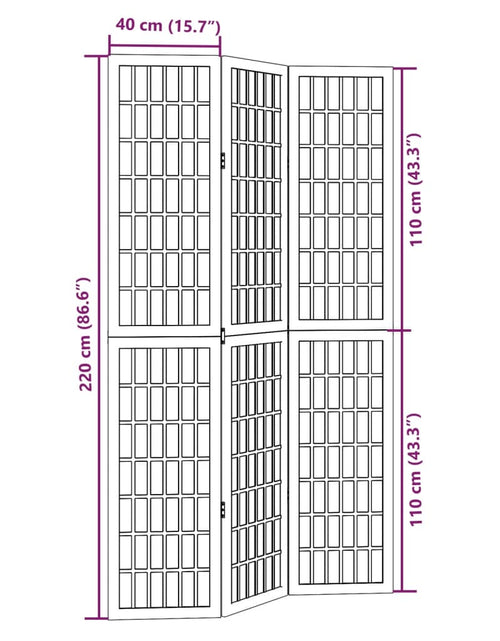 Încărcați imaginea în vizualizatorul Galerie, Paravan de cameră cu 3 panouri, negru, lemn masiv paulownia
