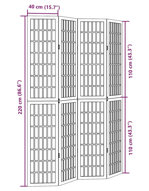 Încărcați imaginea în vizualizatorul Galerie, Paravan de cameră cu 4 panouri, negru, lemn masiv paulownia
