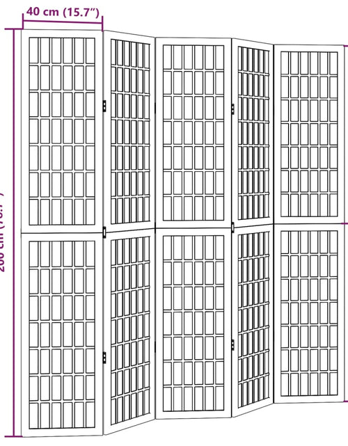 Загрузите изображение в средство просмотра галереи, Paravan de cameră cu 5 panouri, negru, lemn masiv paulownia
