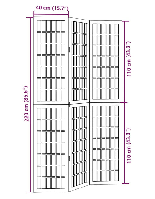 Încărcați imaginea în vizualizatorul Galerie, Paravan cameră 3 panouri, alb, lemn masiv paulownia
