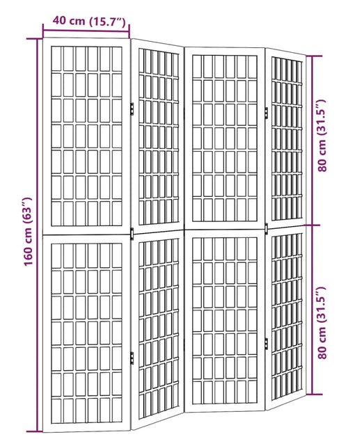 Încărcați imaginea în vizualizatorul Galerie, Paravan cameră 4 panouri, alb, lemn masiv paulownia
