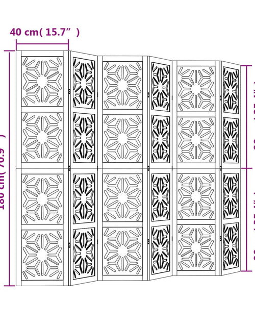 Загрузите изображение в средство просмотра галереи, Paravan de cameră, 6 panouri, maro/negru, lemn masiv paulownia
