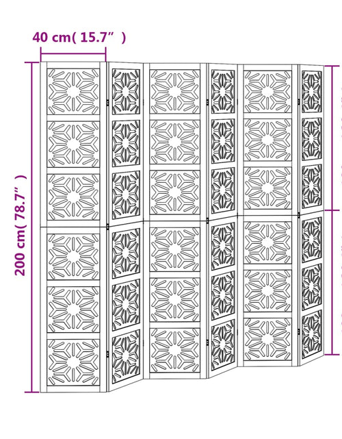 Загрузите изображение в средство просмотра галереи, Paravan de cameră, 6 panouri, maro/negru, lemn masiv paulownia
