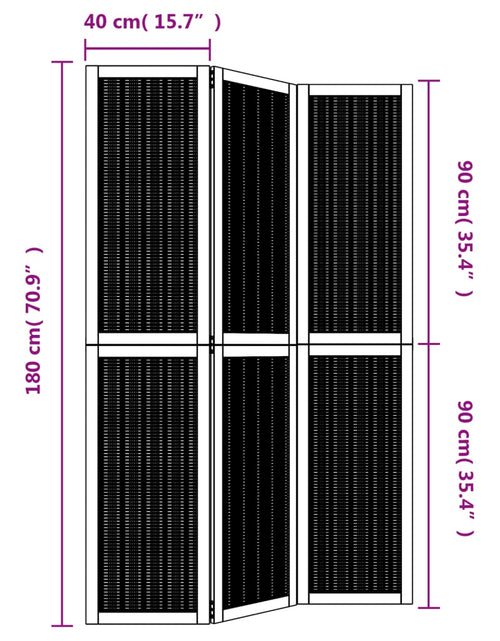 Загрузите изображение в средство просмотра галереи, Paravan de cameră cu 3 panouri, maro, lemn masiv paulownia
