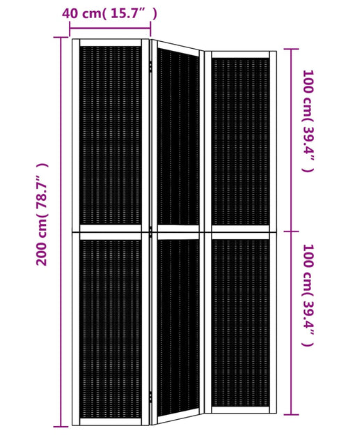 Загрузите изображение в средство просмотра галереи, Paravan de cameră cu 3 panouri, maro, lemn masiv paulownia
