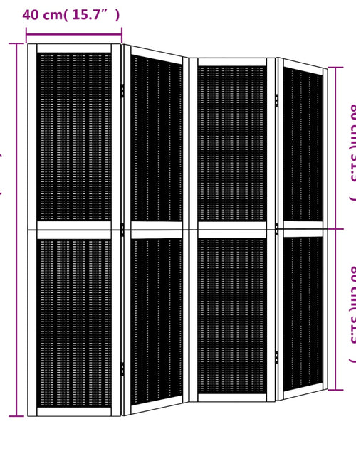 Загрузите изображение в средство просмотра галереи, Paravan de cameră cu 4 panouri, maro, lemn masiv paulownia
