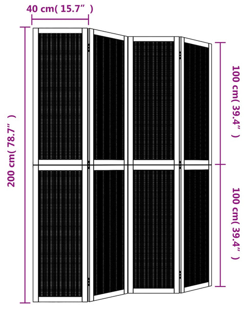 Încărcați imaginea în vizualizatorul Galerie, Paravan de cameră cu 4 panouri, maro, lemn masiv paulownia
