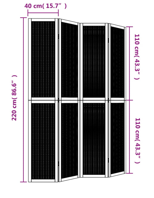 Încărcați imaginea în vizualizatorul Galerie, Paravan de cameră cu 4 panouri, maro, lemn masiv paulownia
