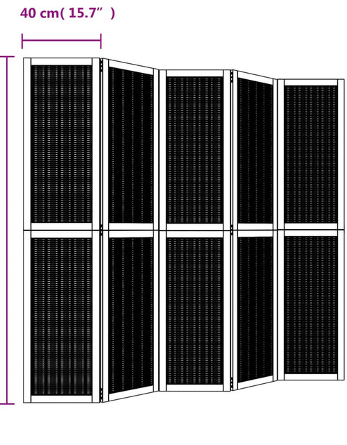 Загрузите изображение в средство просмотра галереи, Paravan de cameră cu 5 panouri, maro, lemn masiv paulownia
