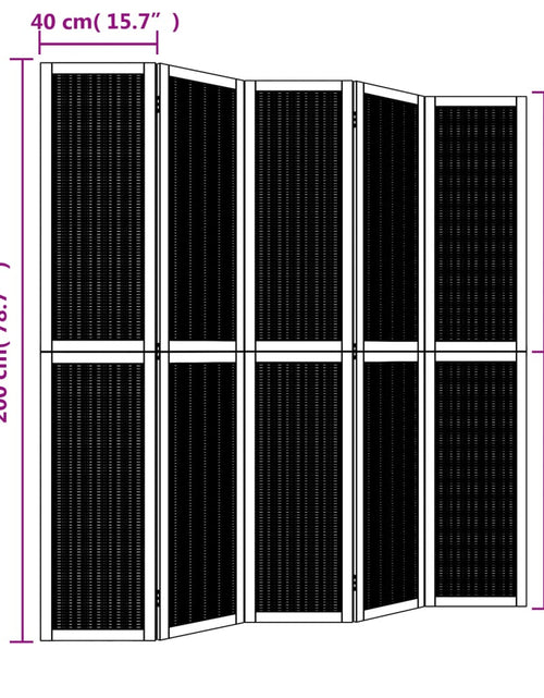 Загрузите изображение в средство просмотра галереи, Paravan de cameră cu 5 panouri, maro, lemn masiv paulownia
