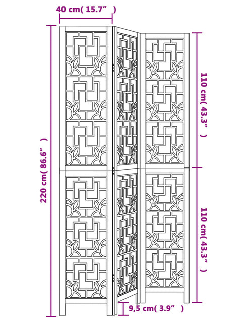 Încărcați imaginea în vizualizatorul Galerie, Paravan de cameră cu 3 panouri, maro, lemn masiv paulownia
