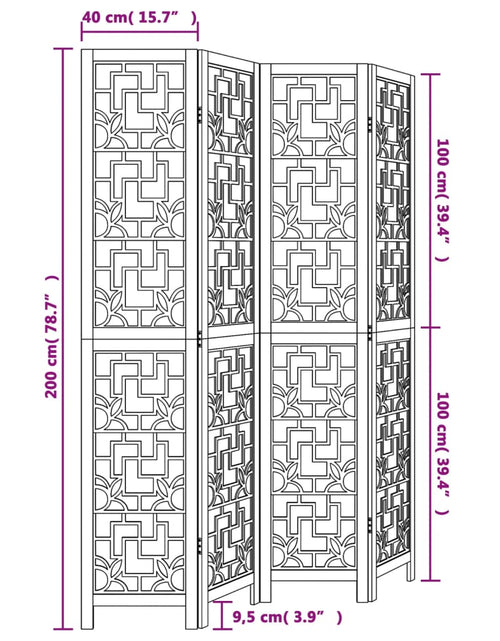 Загрузите изображение в средство просмотра галереи, Paravan de cameră cu 4 panouri, maro, lemn masiv paulownia
