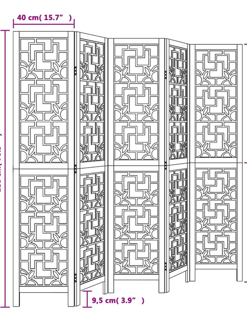 Загрузите изображение в средство просмотра галереи, Paravan de cameră cu 5 panouri, maro, lemn masiv paulownia
