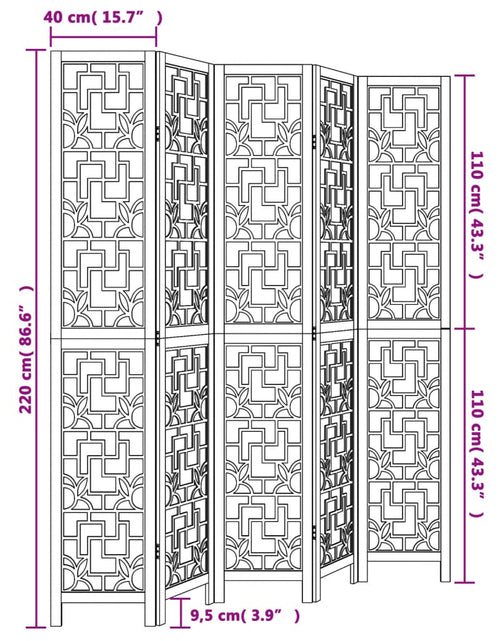 Încărcați imaginea în vizualizatorul Galerie, Paravan de cameră cu 5 panouri, maro, lemn masiv paulownia
