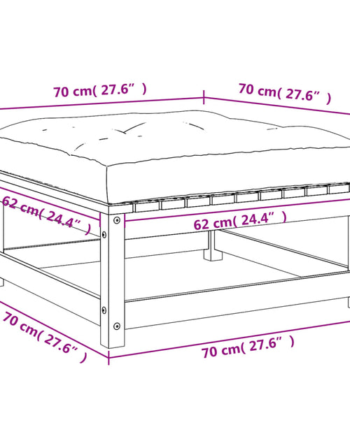 Încărcați imaginea în vizualizatorul Galerie, Taburet de grădină cu pernă, lemn masiv de pin
