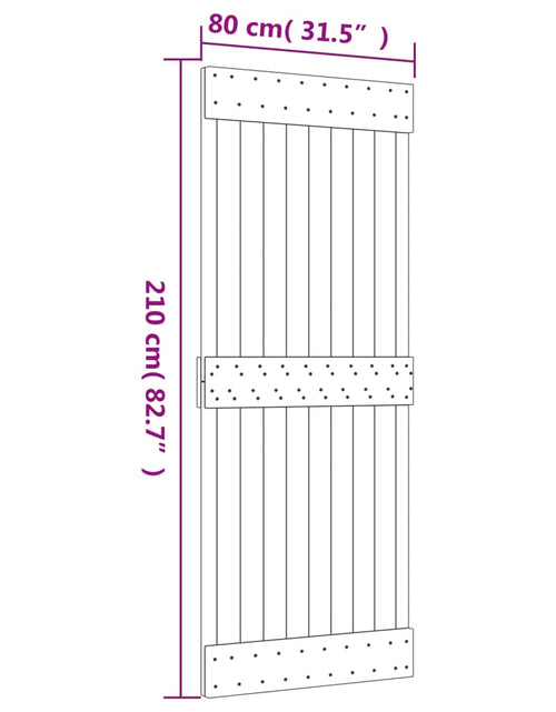 Încărcați imaginea în vizualizatorul Galerie, Ușă glisantă cu set de feronerie 80x210 cm, lemn masiv de pin
