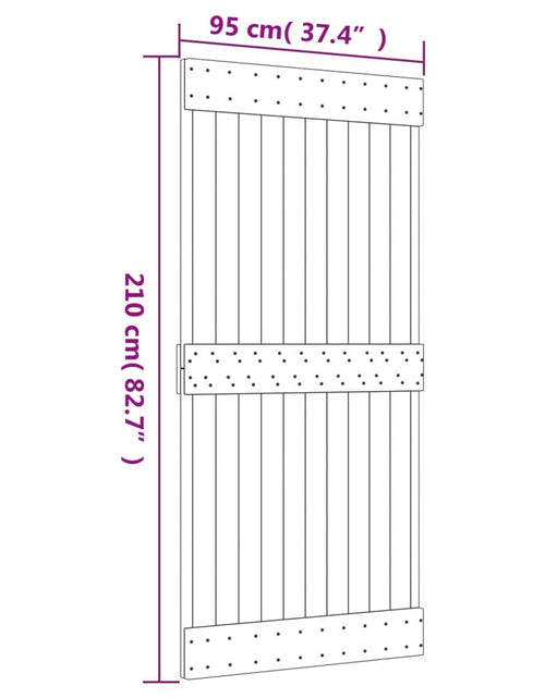 Încărcați imaginea în vizualizatorul Galerie, Ușă glisantă cu set de feronerie 95x210 cm, lemn masiv de pin
