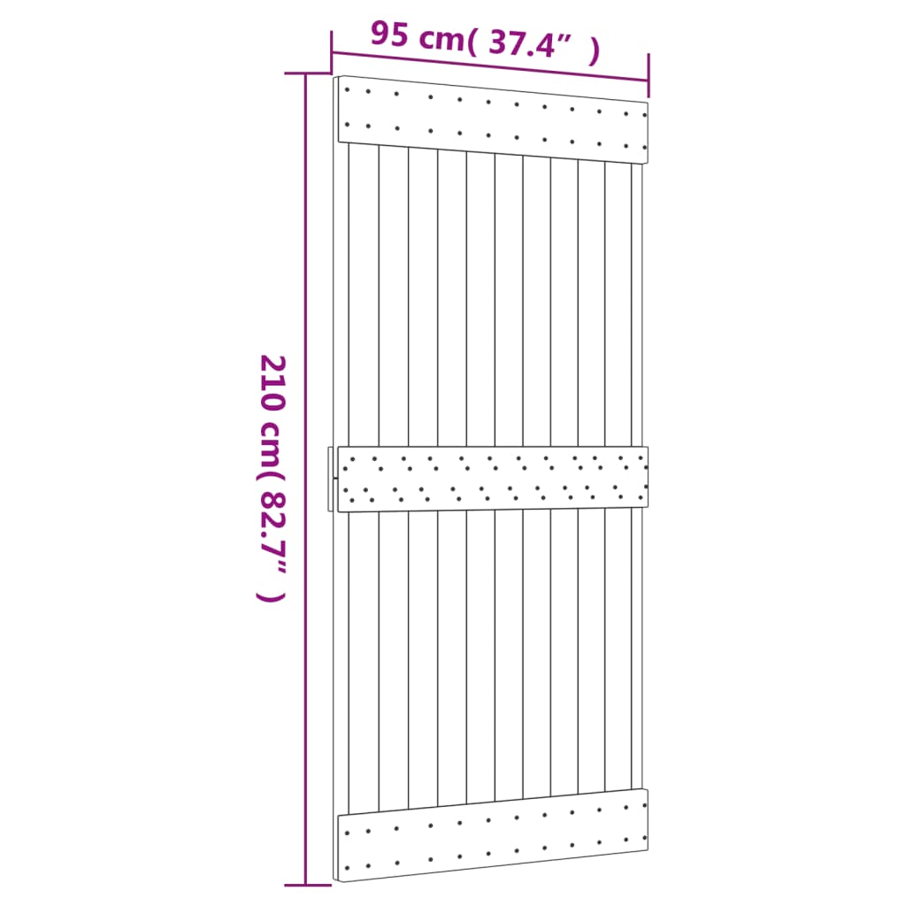 Ușă glisantă cu set de feronerie 95x210 cm, lemn masiv de pin