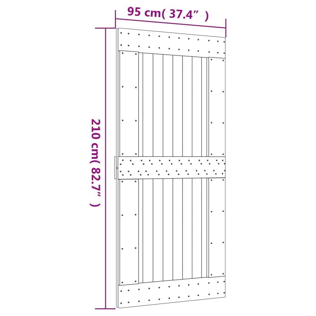 Ușă glisantă cu set de feronerie 95x210 cm, lemn masiv de pin