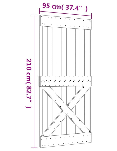 Încărcați imaginea în vizualizatorul Galerie, Ușă glisantă cu set de feronerie 95x210 cm, lemn masiv de pin
