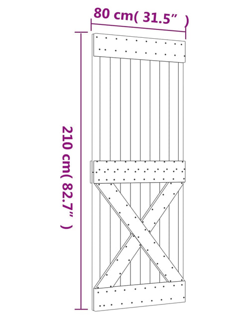 Încărcați imaginea în vizualizatorul Galerie, Ușă glisantă cu set de feronerie 80x210 cm, lemn masiv de pin
