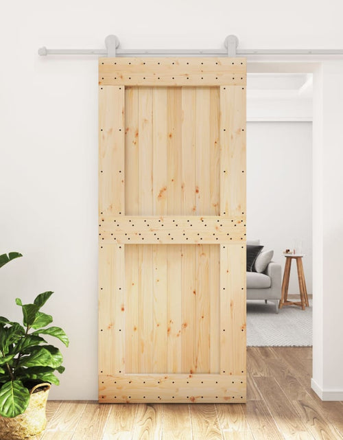 Încărcați imaginea în vizualizatorul Galerie, Ușă glisantă cu set feronerie, 90x210 cm, lemn masiv de pin
