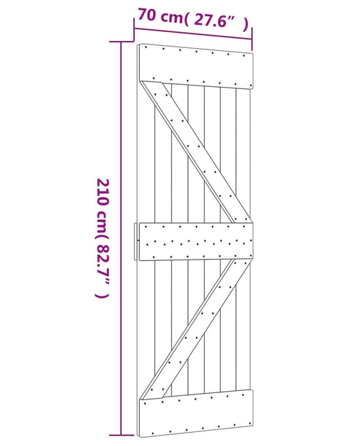 Încărcați imaginea în vizualizatorul Galerie, Ușă glisantă cu set de feronerie 70x210 cm, lemn masiv de pin
