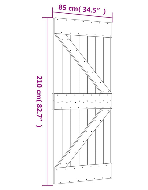 Încărcați imaginea în vizualizatorul Galerie, Ușă glisantă cu set de feronerie 85x210 cm, lemn masiv de pin
