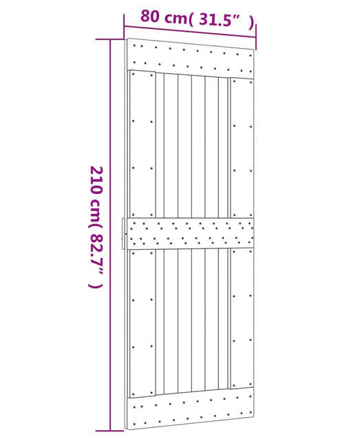 Încărcați imaginea în vizualizatorul Galerie, Ușă glisantă cu set de feronerie 80x210 cm, lemn masiv de pin
