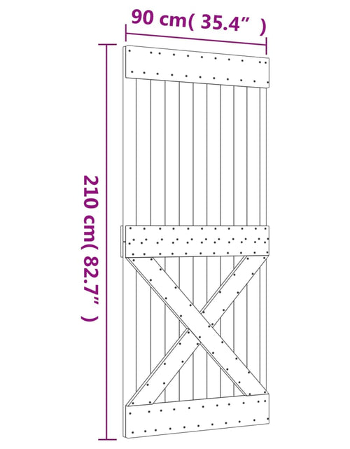 Încărcați imaginea în vizualizatorul Galerie, Ușă glisantă cu set feronerie, 90x210 cm, lemn masiv de pin
