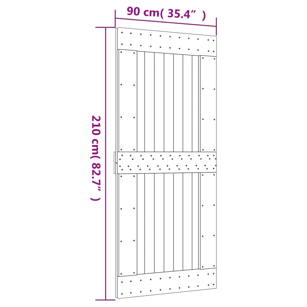 Ușă glisantă cu set feronerie, 90x210 cm, lemn masiv de pin