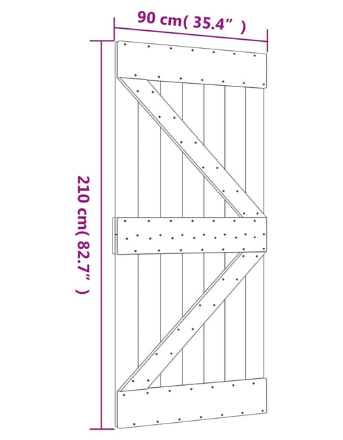 Încărcați imaginea în vizualizatorul Galerie, Ușă glisantă cu set feronerie, 90x210 cm, lemn masiv de pin
