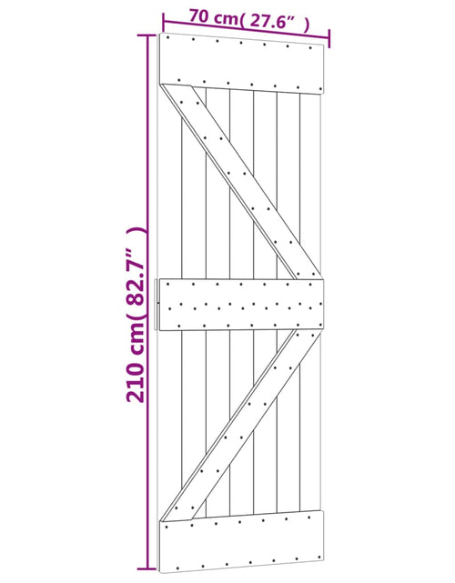 Încărcați imaginea în vizualizatorul Galerie, Ușă glisantă cu set de feronerie 70x210 cm, lemn masiv de pin
