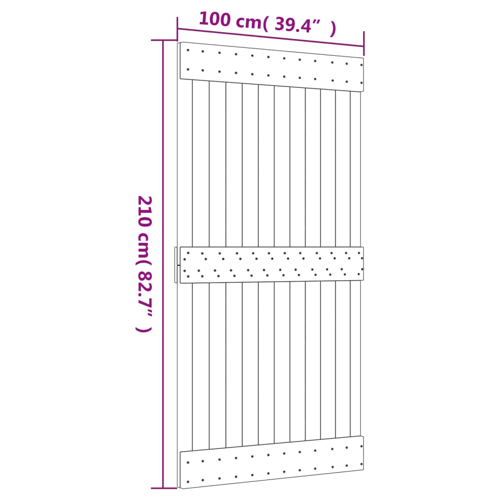 Ușă glisantă cu set feronerie, 100x210 cm, lemn masiv de pin