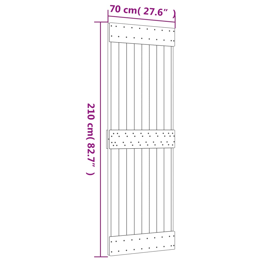 Ușă glisantă cu set de feronerie 70x210 cm, lemn masiv de pin