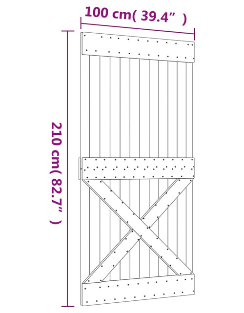 Încărcați imaginea în vizualizatorul Galerie, Ușă glisantă cu set feronerie, 100x210 cm, lemn masiv de pin
