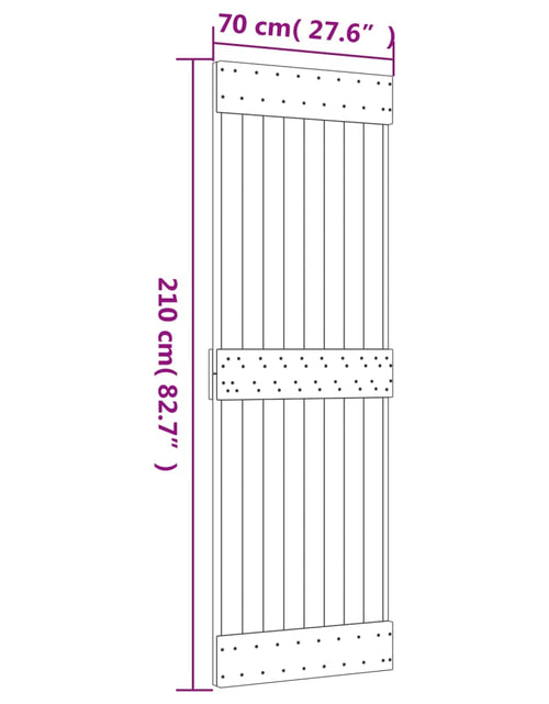 Încărcați imaginea în vizualizatorul Galerie, Ușă glisantă cu set de feronerie 70x210 cm, lemn masiv de pin
