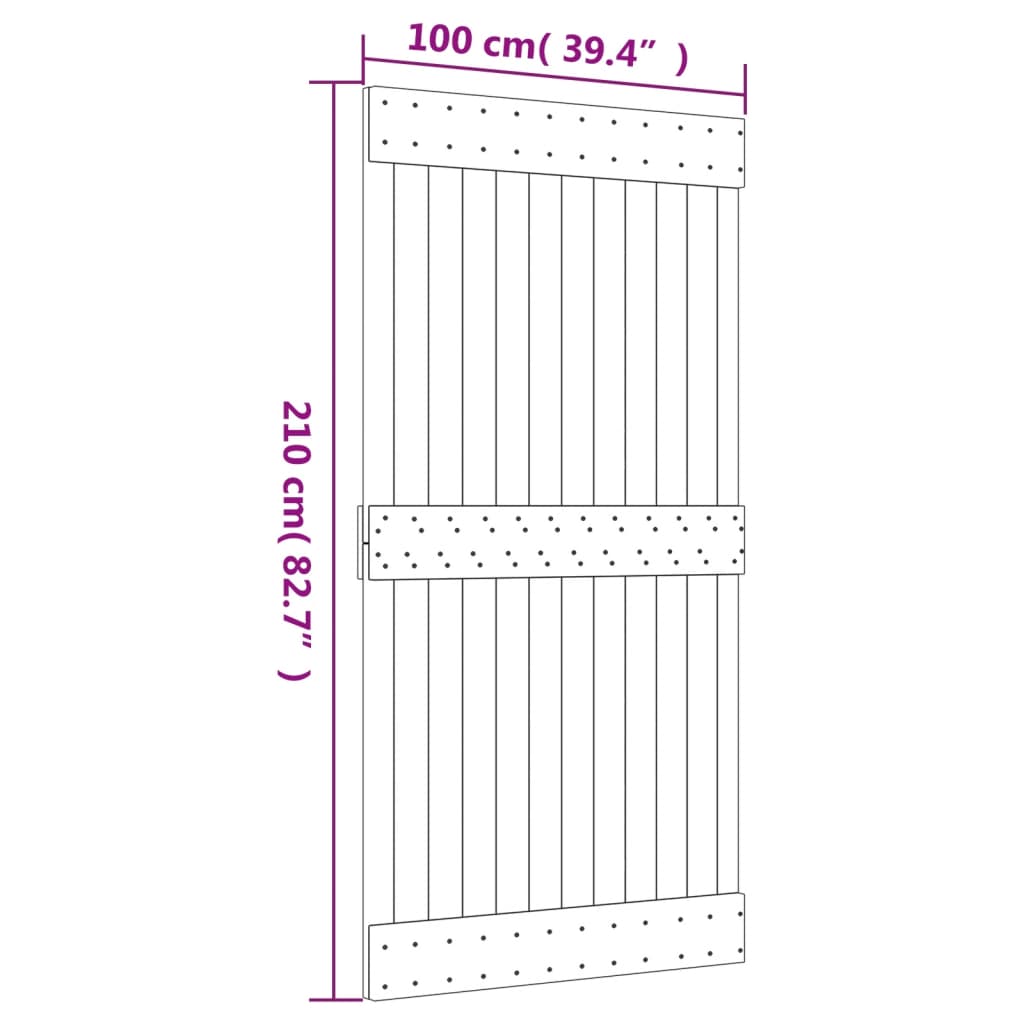 Ușă glisantă cu set feronerie, 100x210 cm, lemn masiv de pin