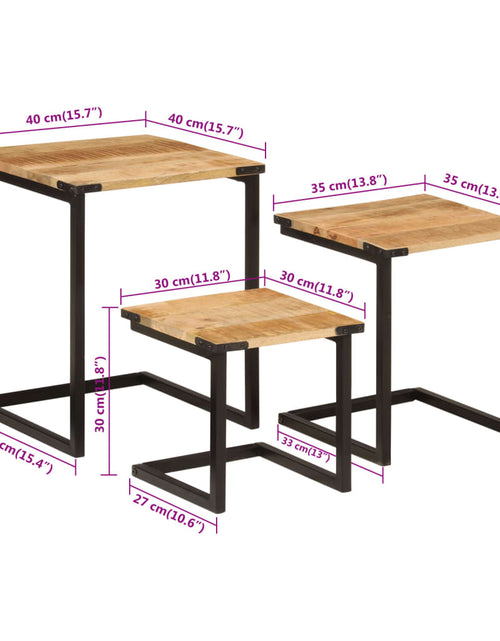 Încărcați imaginea în vizualizatorul Galerie, Măsuțe de cafea suprapuse, 3 buc., lemn masiv de mango/fier
