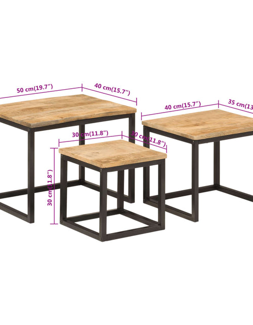 Загрузите изображение в средство просмотра галереи, Măsuțe de cafea suprapuse, 3 buc., lemn masiv de mango/fier

