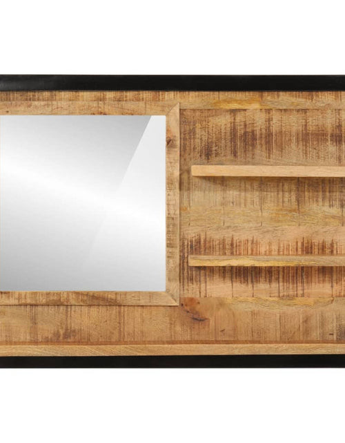 Încărcați imaginea în vizualizatorul Galerie, Oglindă cu rafturi 80x8x55 cm sticlă și lemn masiv de mango

