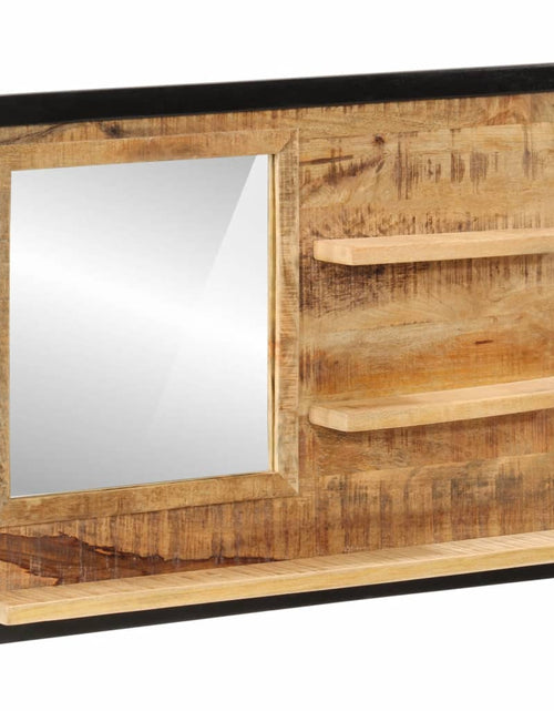 Încărcați imaginea în vizualizatorul Galerie, Oglindă cu rafturi 80x8x55 cm sticlă și lemn masiv de mango
