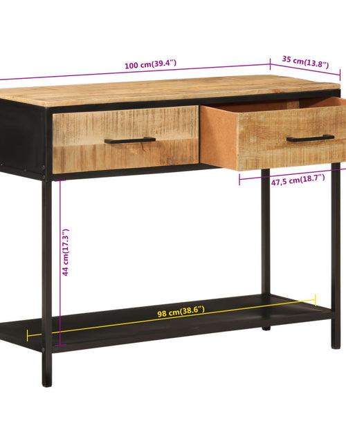 Загрузите изображение в средство просмотра галереи, Masă consolă, 100x35x76 cm, lemn masiv de mango și fier

