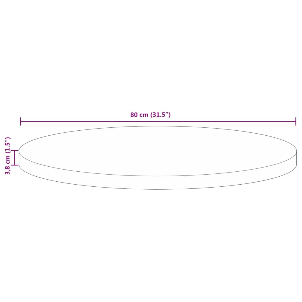 Blat de masă rotund, Ø 80x3,8 cm, lemn masiv reciclat