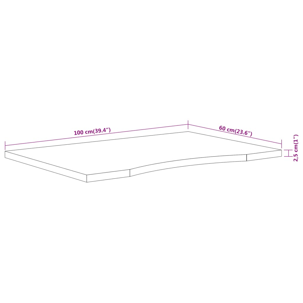 Blat de birou 100x60x2,5 cm dreptunghiular lemn masiv de acacia