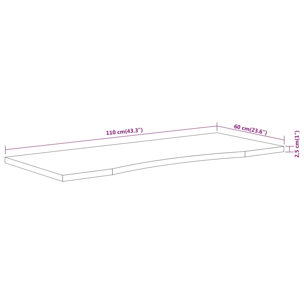 Blat de birou 110x60x2,5 cm dreptunghiular lemn masiv de acacia