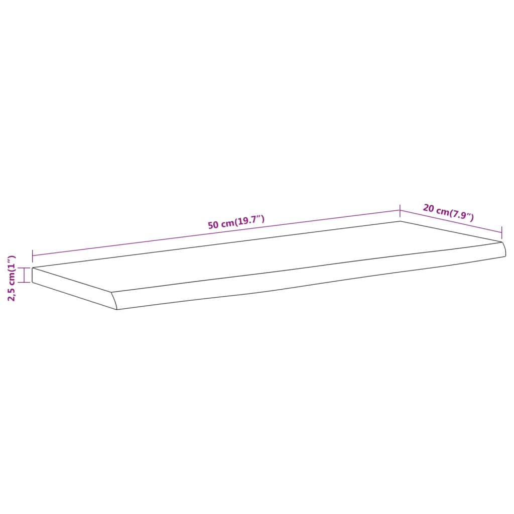 Raft perete 50x20x2,5 cm dreptunghiular lemn acacia margine vie