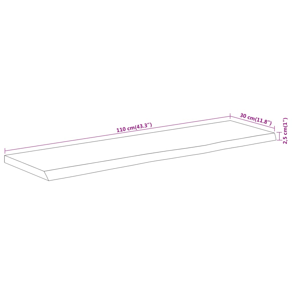 Raft perete 110x30x2,5cm dreptunghiular lemn acacia margine vie